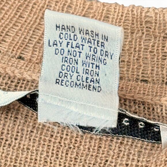 Susana Monaco Belted V-Neck Wool Sweater QuietLuxury L Camel Buttons Pointelle - Picture 4 of 12